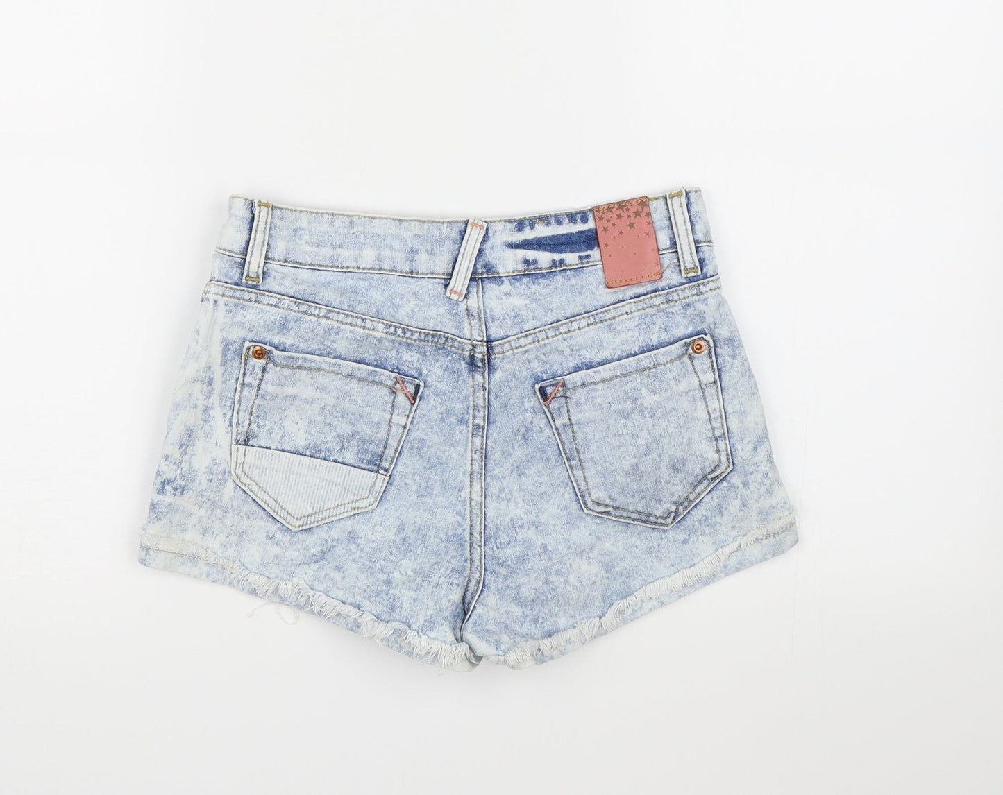 New Look Womens Blue  Denim Hot Pants Shorts Size 8 - Acid Wash