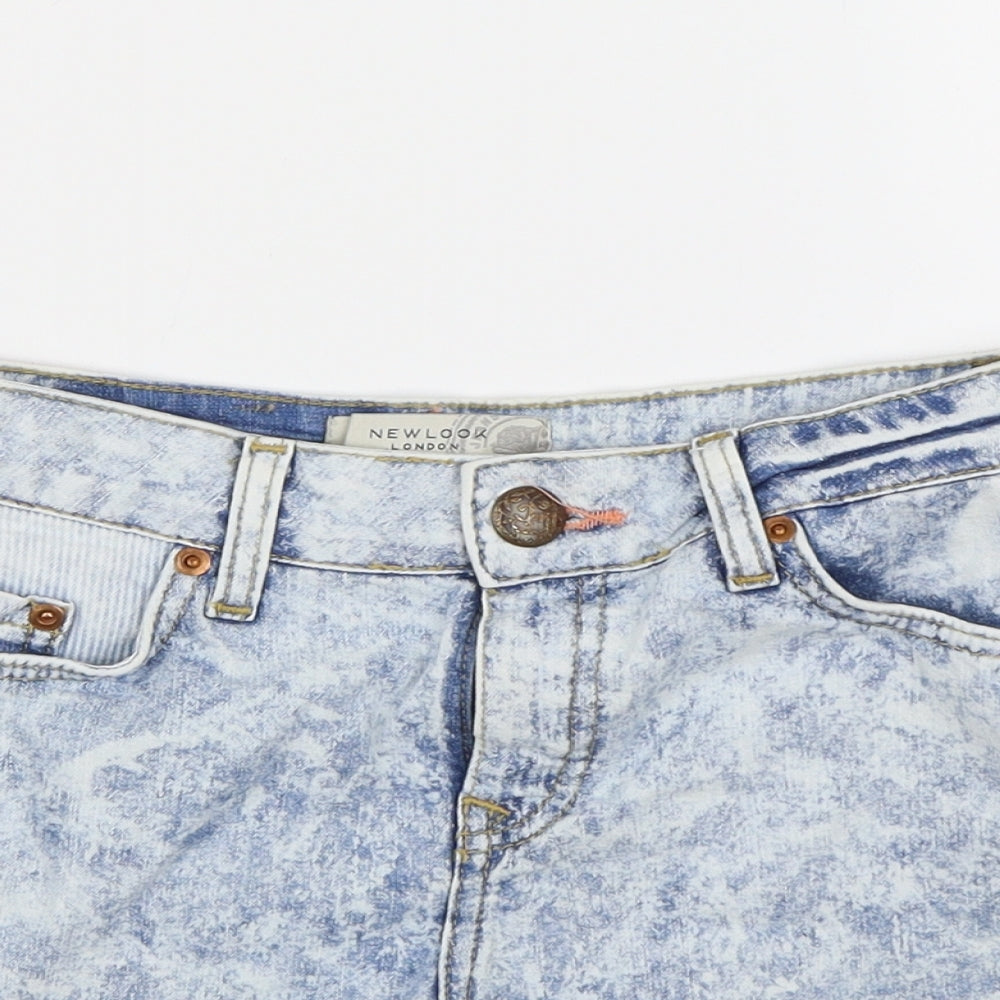 New Look Womens Blue  Denim Hot Pants Shorts Size 8 - Acid Wash