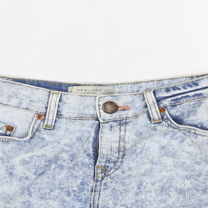 New Look Womens Blue  Denim Hot Pants Shorts Size 8 - Acid Wash
