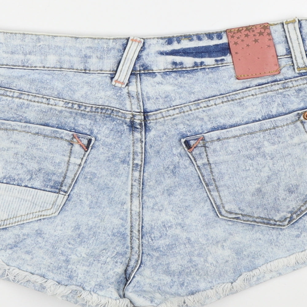 New Look Womens Blue  Denim Hot Pants Shorts Size 8 - Acid Wash