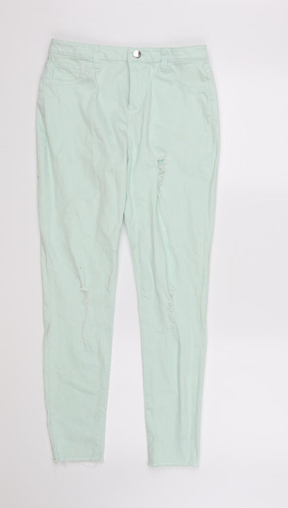 Denim CO. Girls Green  Denim Skinny Jeans Size 13-14 Years - DISTRESSED