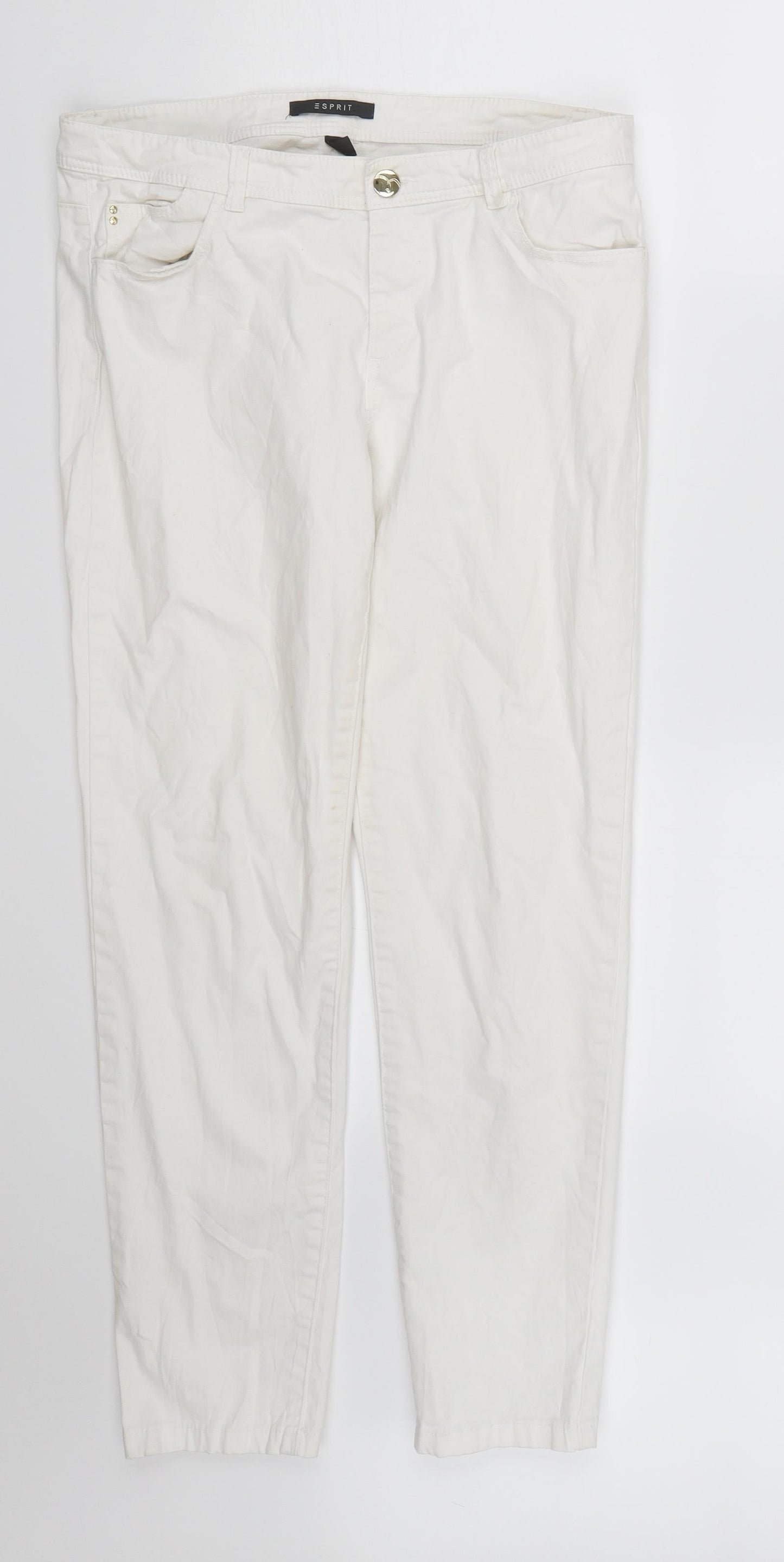 Espirit Womens White  Denim Straight Jeans Size 12 L26 in - white jeans