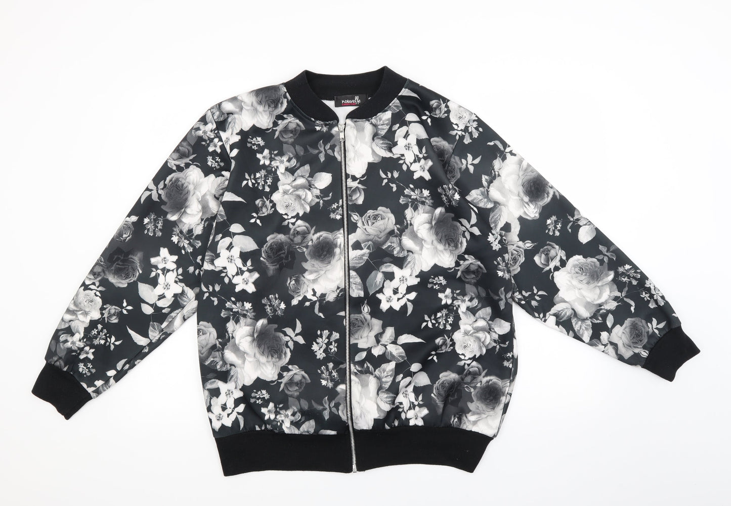 Nouvelle Womens Grey Floral  Full Zip Jumper Size 18
