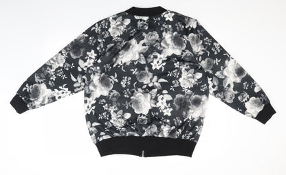 Nouvelle Womens Grey Floral  Full Zip Jumper Size 18