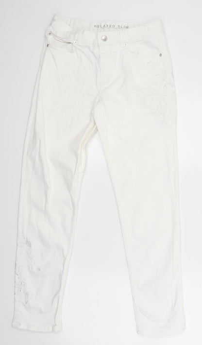 Womens UK Size 10 Marks and Spencer Slim Fit Straight White Jeans