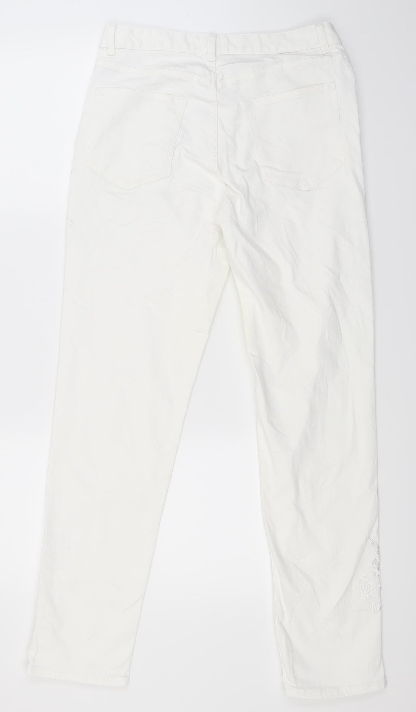 Womens UK Size 10 Marks and Spencer Slim Fit Straight White Jeans