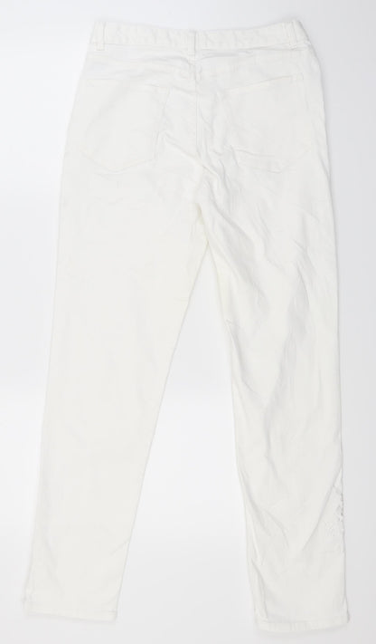 Womens UK Size 10 Marks and Spencer Slim Fit Straight White Jeans