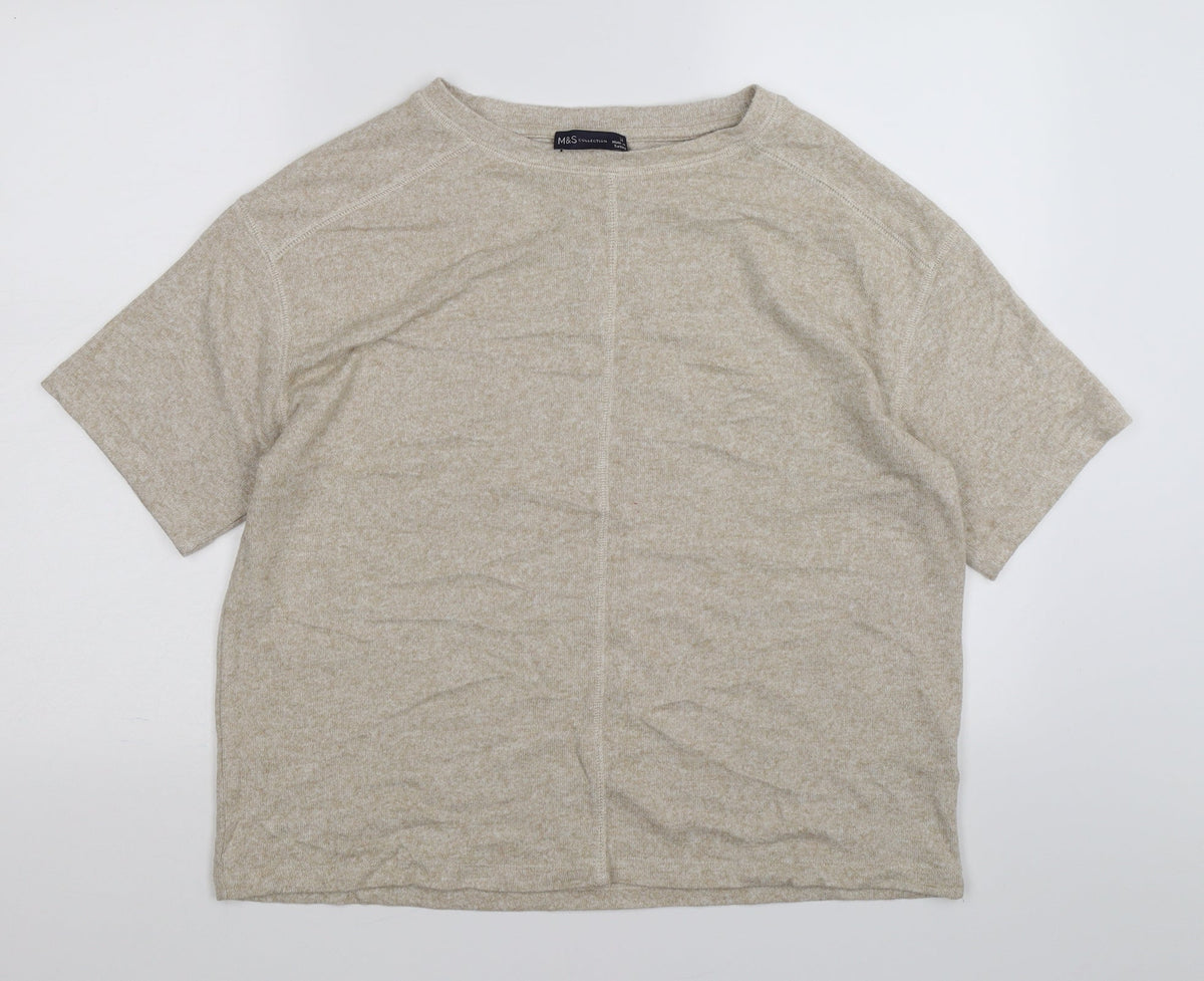 Marks & Spencer Womens Beige  Knit Pullover Jumper Size 14