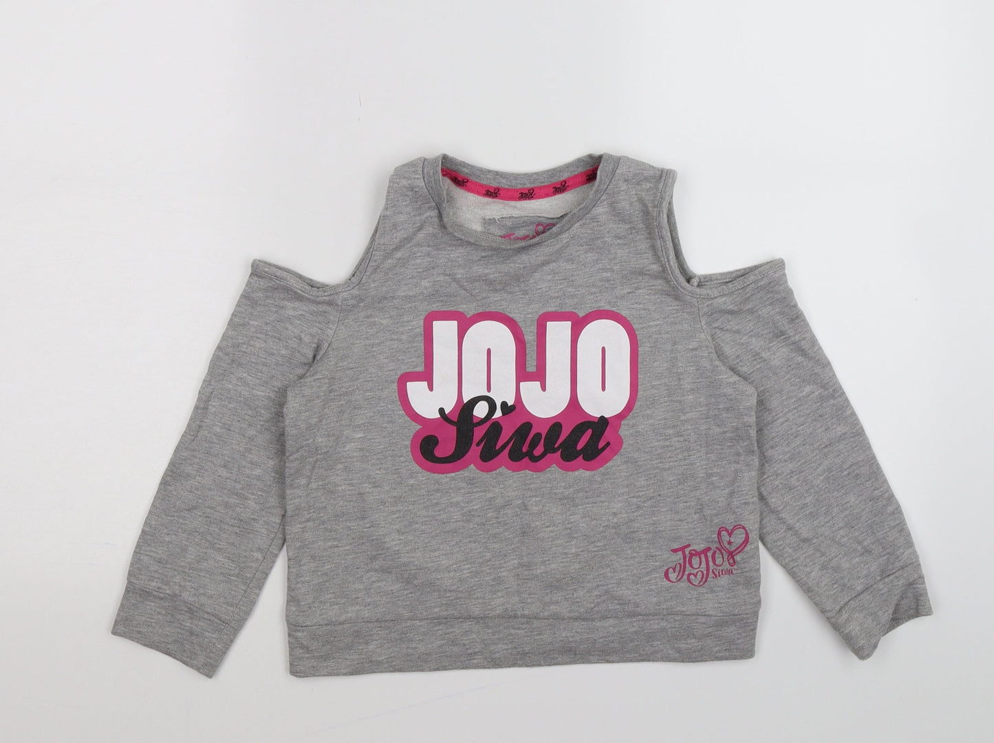 Jojo Silva Girls Grey   Pullover Sweatshirt Size 8-9 Years  - cold shoulder
