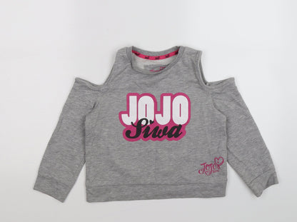 Jojo Silva Girls Grey   Pullover Sweatshirt Size 8-9 Years  - cold shoulder