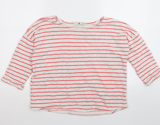 Very Womens Pink Striped Jersey Pullover Jumper Size 14