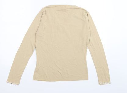 miss papillon Womens Beige Striped Knit Pullover Jumper Size L