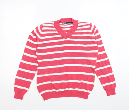 isle Womens Pink Striped Knit Pullover Jumper Size S