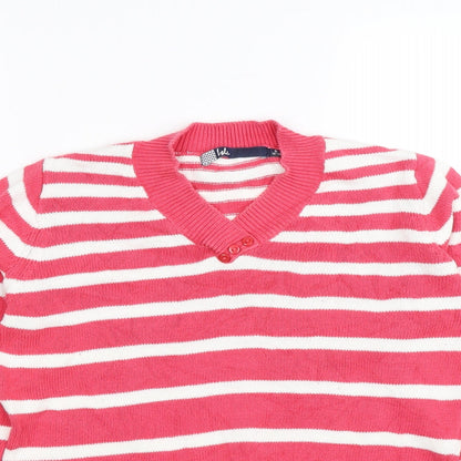 isle Womens Pink Striped Knit Pullover Jumper Size S