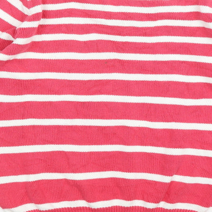 isle Womens Pink Striped Knit Pullover Jumper Size S