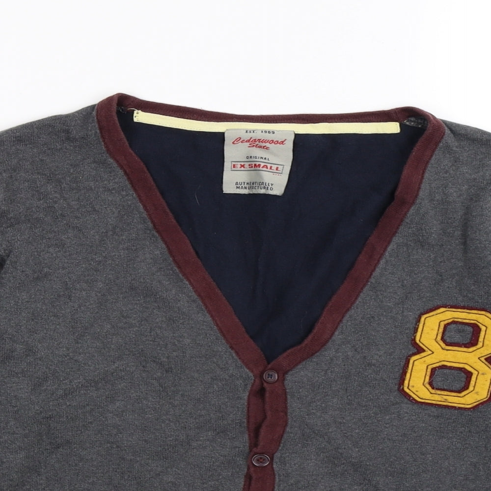 Cedar Wood State Mens Grey  Knit Cardigan Jumper Size XS