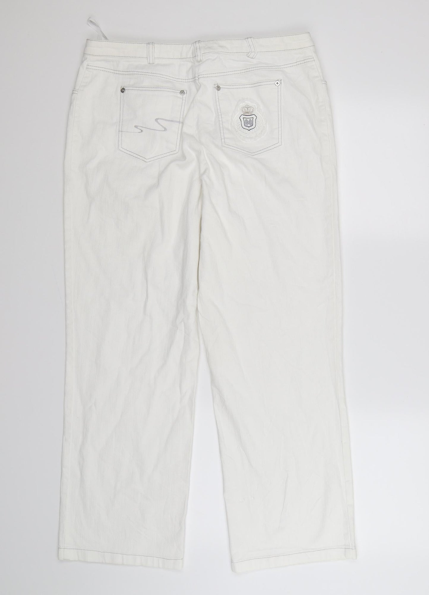 baisler Womens White  Denim Straight Jeans Size 14 L22 in