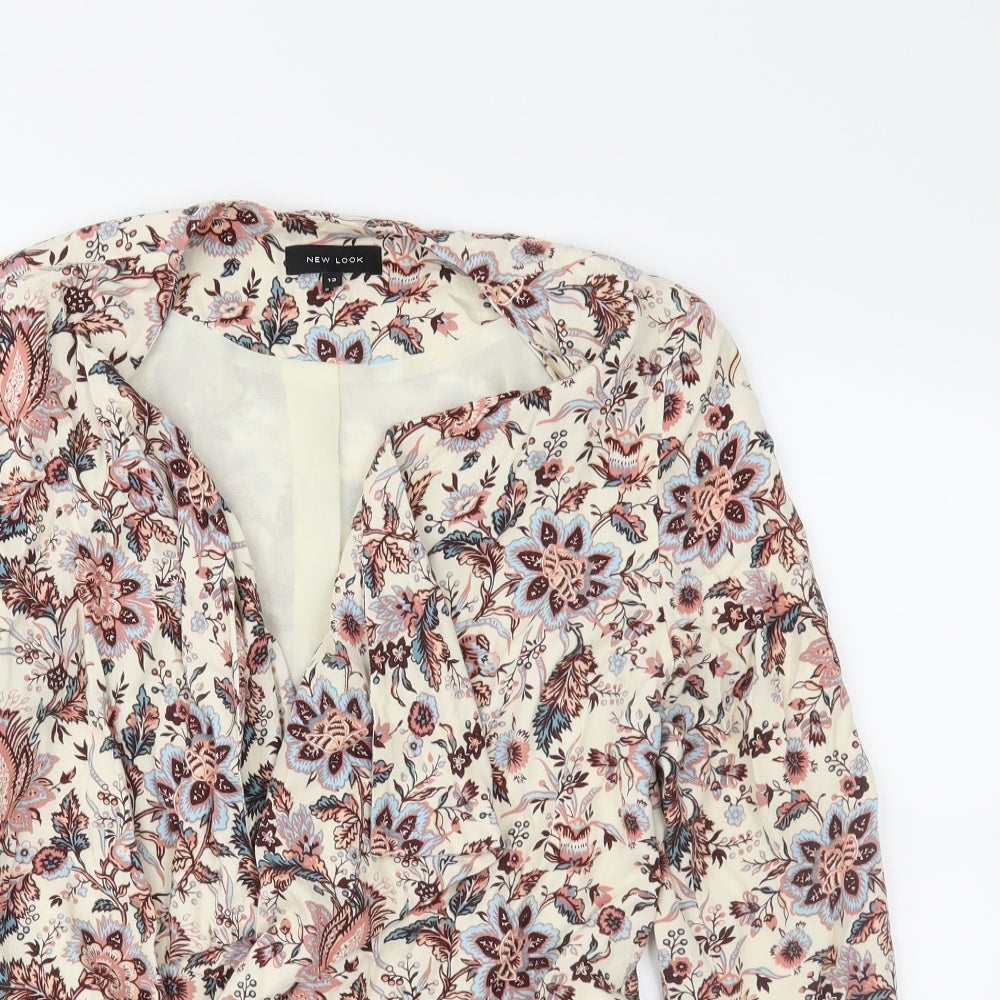 newlook Womens Beige Floral  Jacket Blazer Size 12