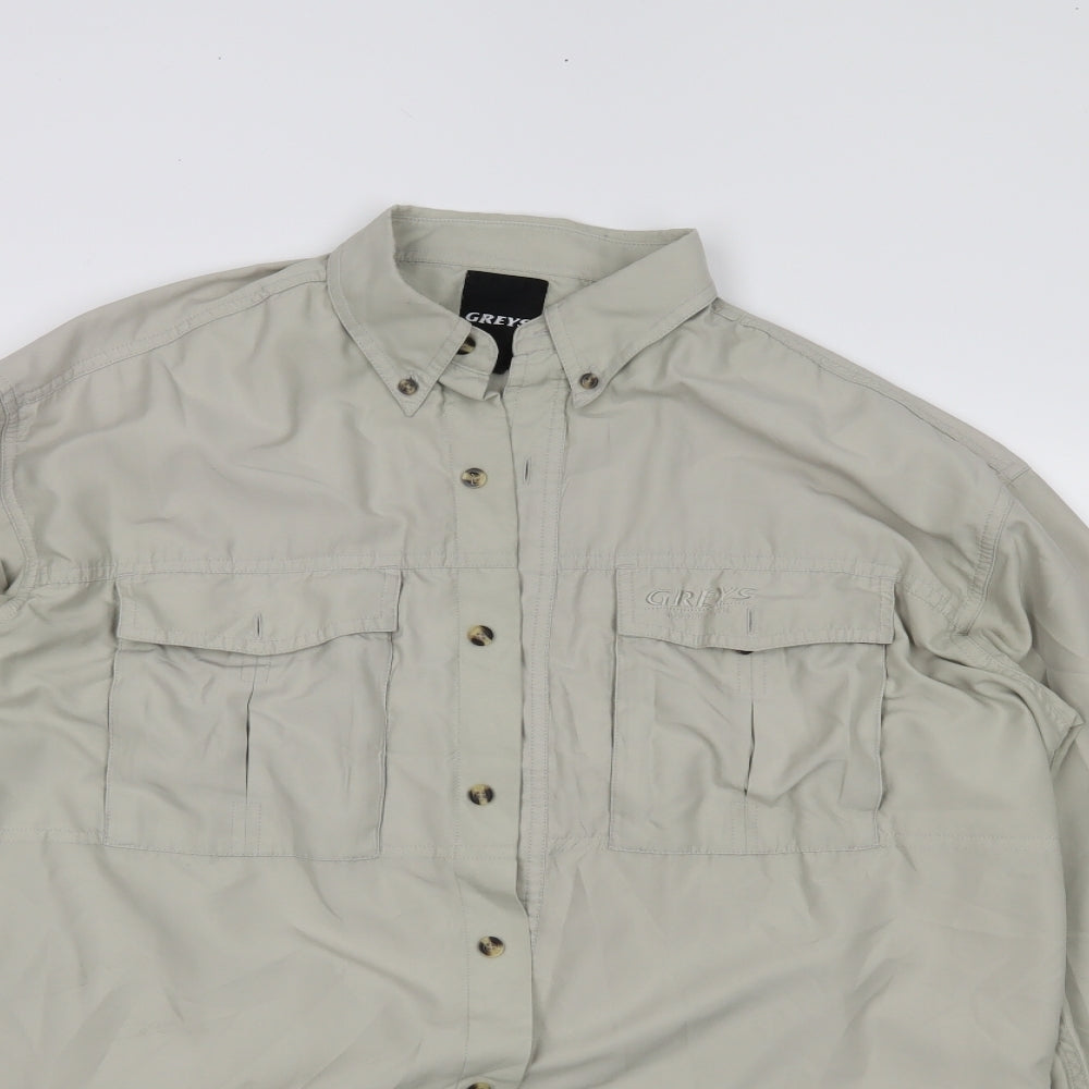Mens UK Size M Greys Beige  Button-Up Long Sleeve Casual Shirt
