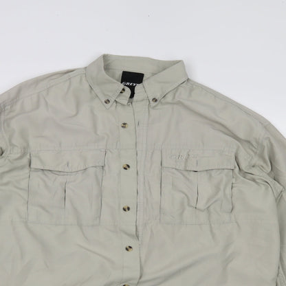 Mens UK Size M Greys Beige  Button-Up Long Sleeve Casual Shirt