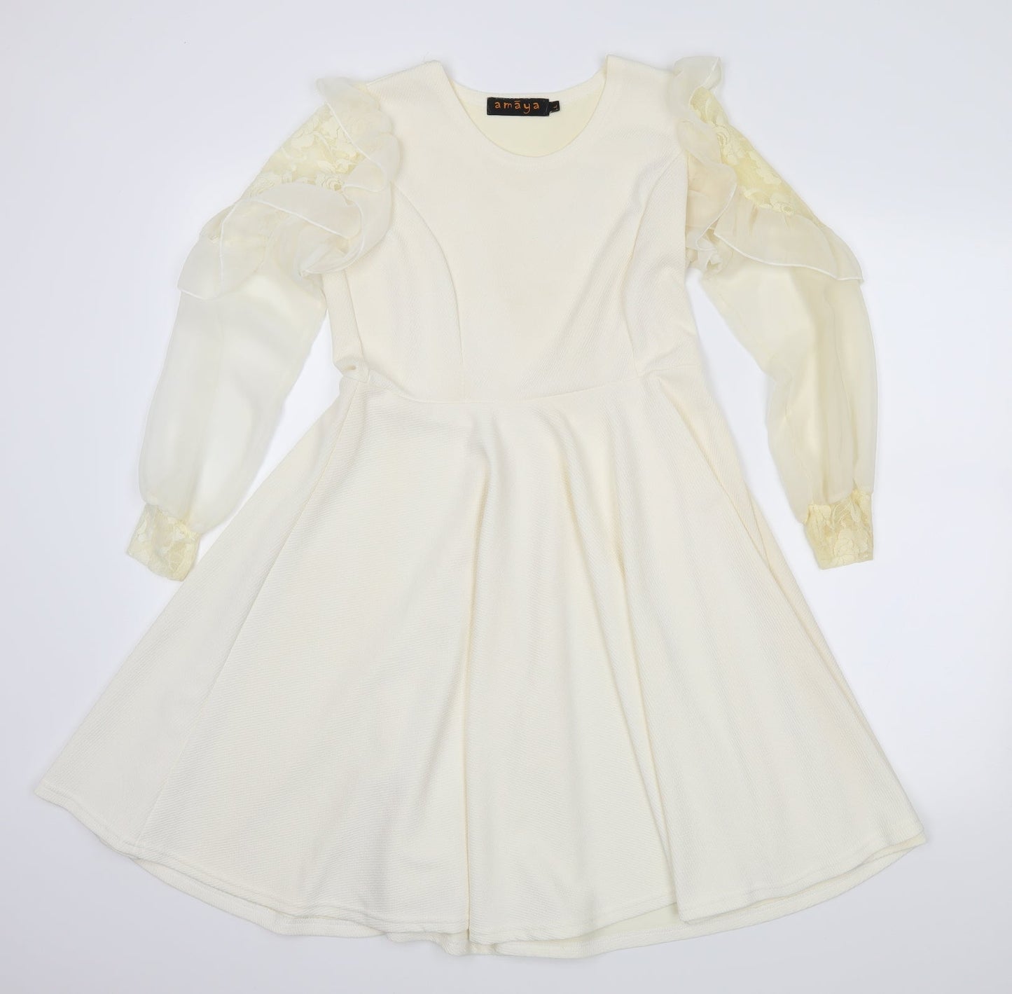 amaya Womens Ivory   Skater Dress  Size L