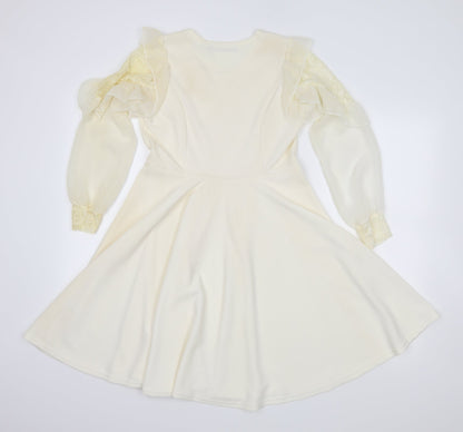 amaya Womens Ivory   Skater Dress  Size L