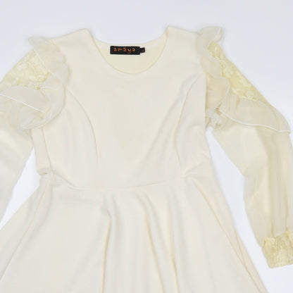 amaya Womens Ivory   Skater Dress  Size L