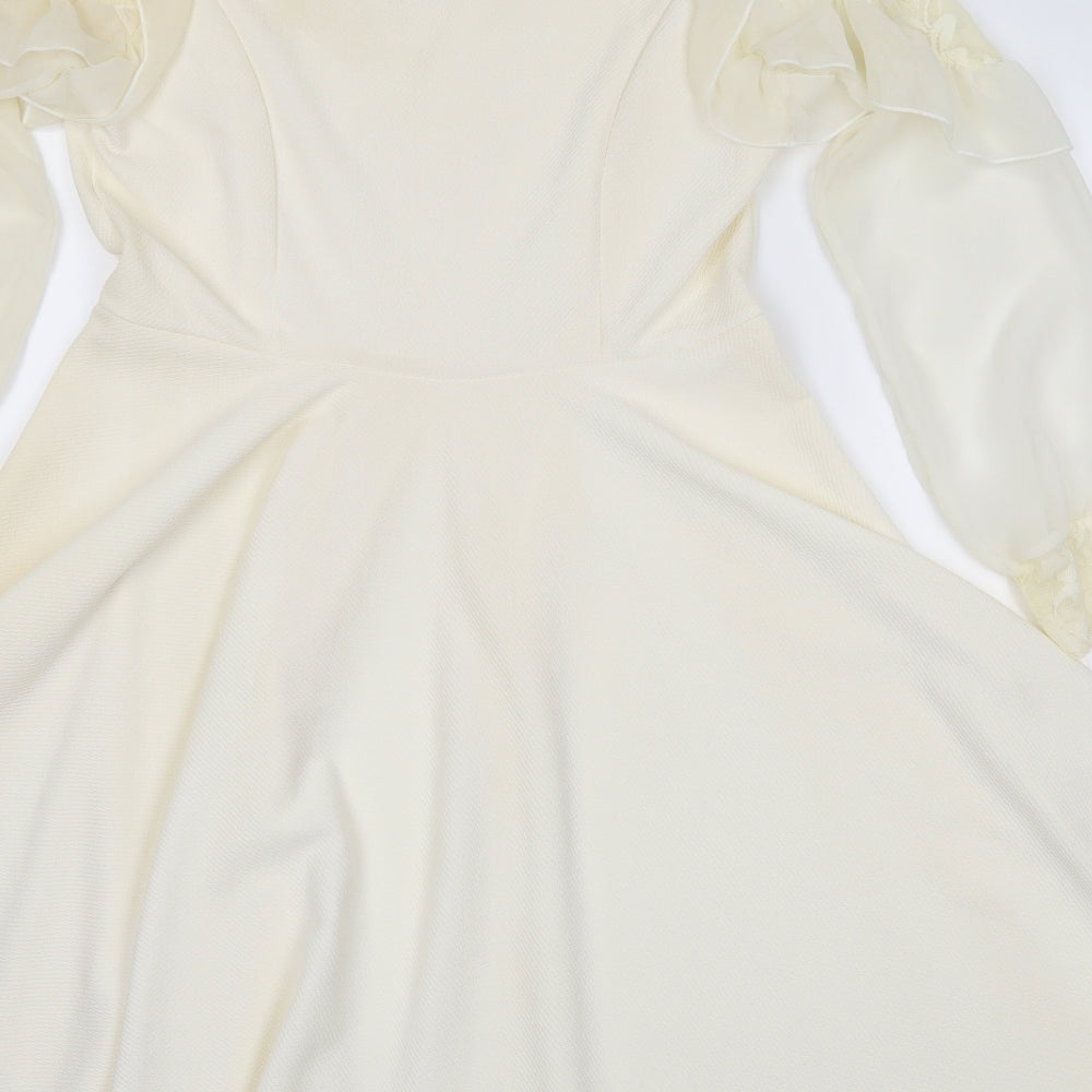 amaya Womens Ivory   Skater Dress  Size L