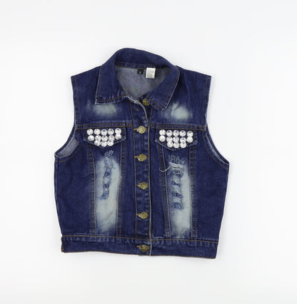 Preworn Girls Blue   Jacket Waistcoat Size S  - Distressed