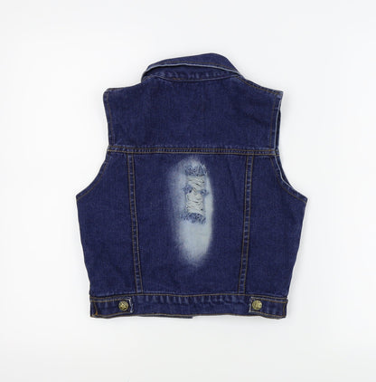 Preworn Girls Blue   Jacket Waistcoat Size S  - Distressed