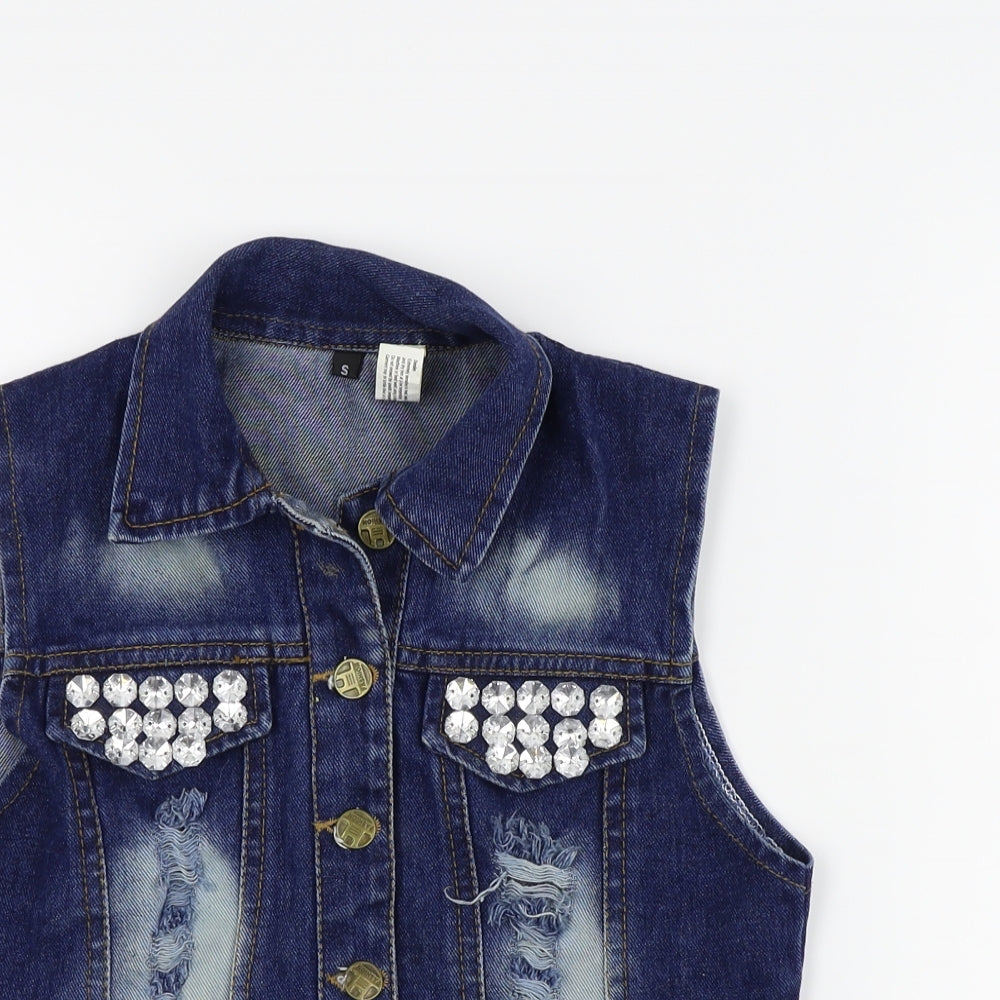 Preworn Girls Blue   Jacket Waistcoat Size S  - Distressed
