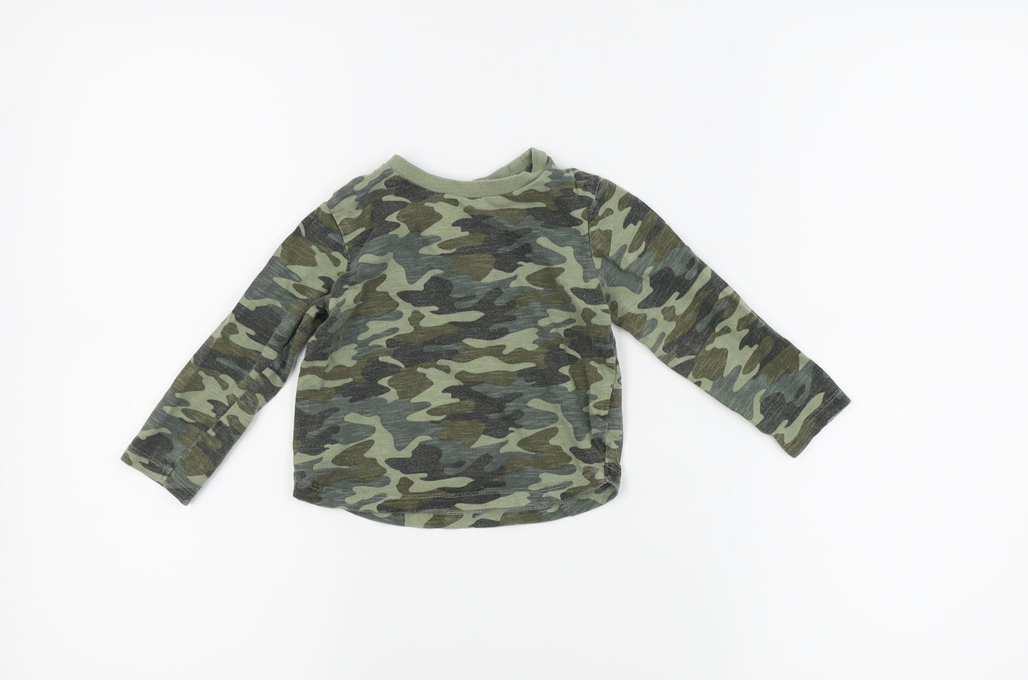 Fred & flo Boys Green Camouflage  Basic T-Shirt Size 12-18 Months