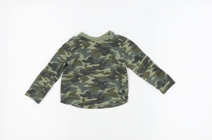 Fred & flo Boys Green Camouflage  Basic T-Shirt Size 12-18 Months