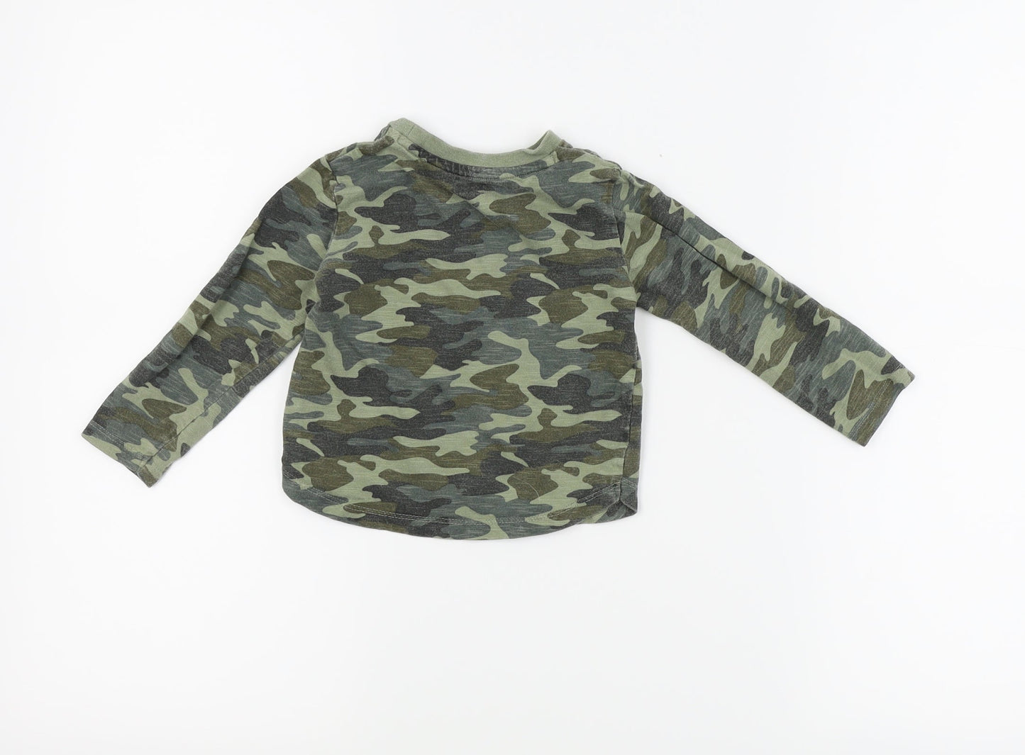 Fred & flo Boys Green Camouflage  Basic T-Shirt Size 12-18 Months