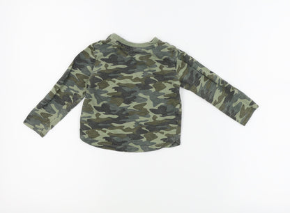 Fred & flo Boys Green Camouflage  Basic T-Shirt Size 12-18 Months