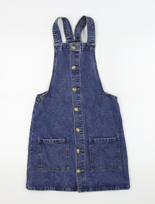 Denim & Co. Womens Blue   Pinafore/Dungaree Dress  Size 6