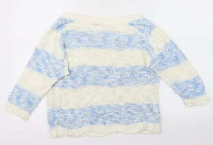 Store 21 Womens White Striped  Pullover Jumper Size M