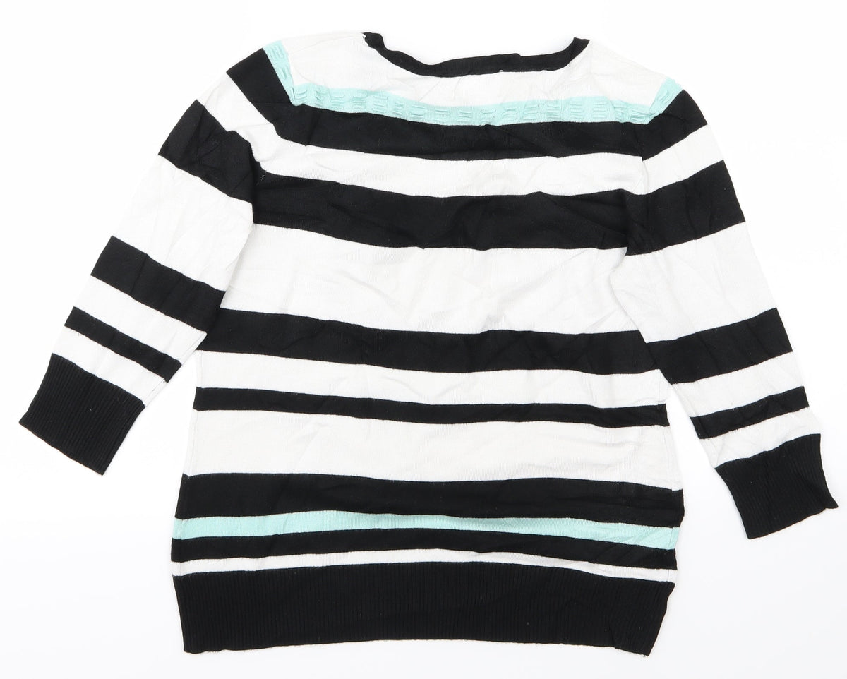 Inspire Collection Womens Black Striped  Pullover Jumper Size S