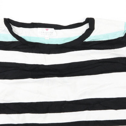 Inspire Collection Womens Black Striped  Pullover Jumper Size S
