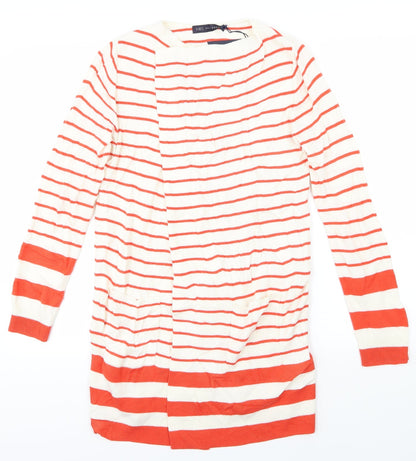 M&S Womens Red Striped  Cardigan Jumper Size S