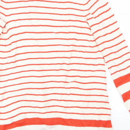 M&S Womens Red Striped  Cardigan Jumper Size S