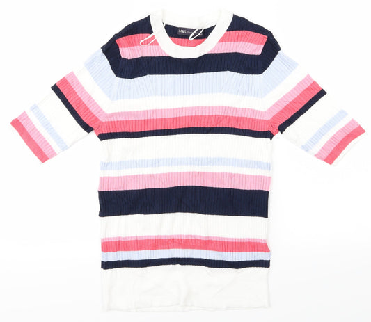 Marks & Spencer Womens Pink Striped  Pullover Jumper Size 12