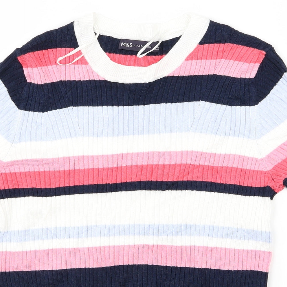 Marks & Spencer Womens Pink Striped  Pullover Jumper Size 12