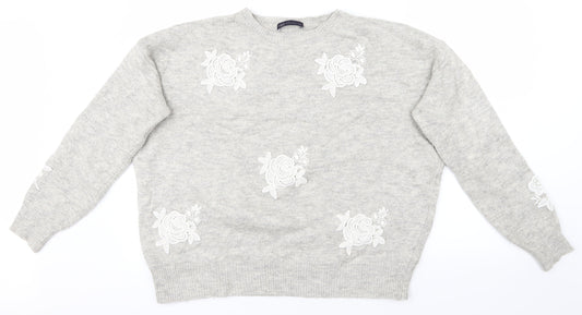 Marks & Spencer Womens Grey   Pullover Jumper Size L  - Flowers
