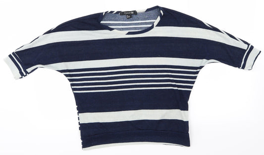 FOREVER 21 Womens Blue Striped  Basic T-Shirt Size S