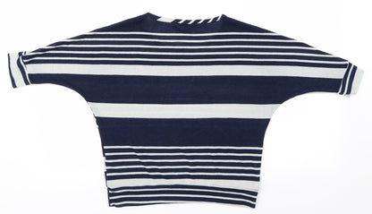 FOREVER 21 Womens Blue Striped  Basic T-Shirt Size S