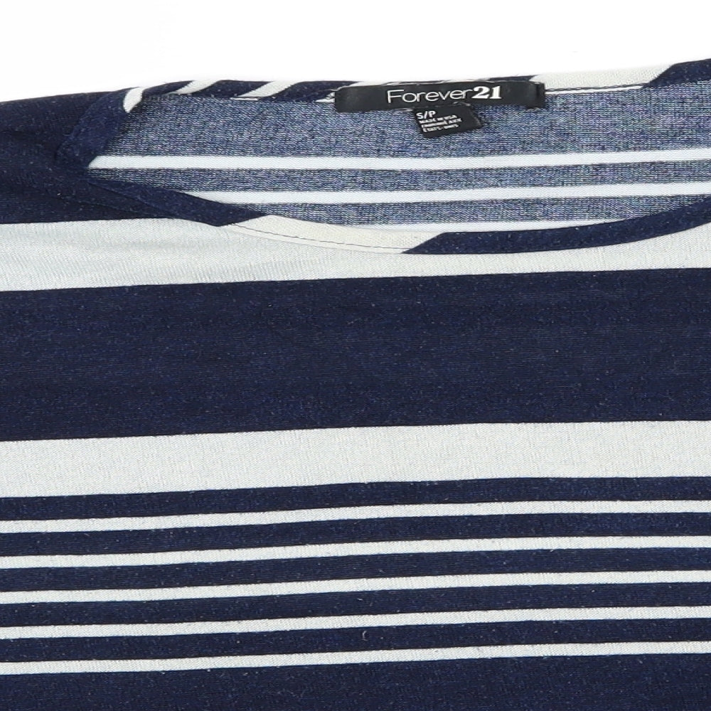 FOREVER 21 Womens Blue Striped  Basic T-Shirt Size S