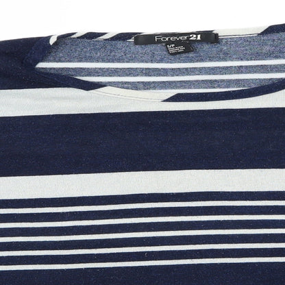 FOREVER 21 Womens Blue Striped  Basic T-Shirt Size S