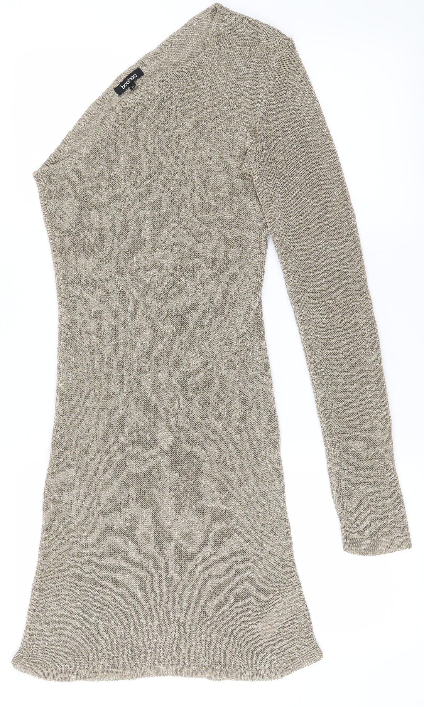 Boohoo Womens Gold   Shirt Dress  Size L