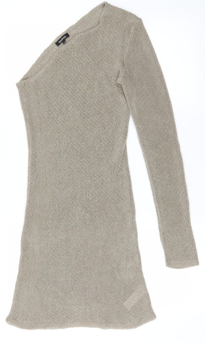 Boohoo Womens Gold   Shirt Dress  Size L